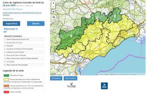 PRÉVENTION FEUX DE FORÊTS : visualisez en un clic le niveau de vigilance des 9 massifs de l’Hérault.